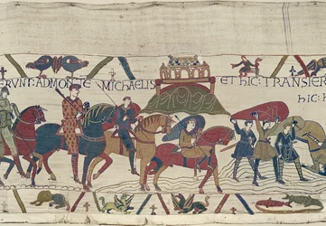 Wilhelm führt seine Armee in die Bretagne, wo sie im Treibsand stecken bleiben, Teppich von Bayeux